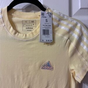 adidas Pale Yellow Tee with Iridescent Logo